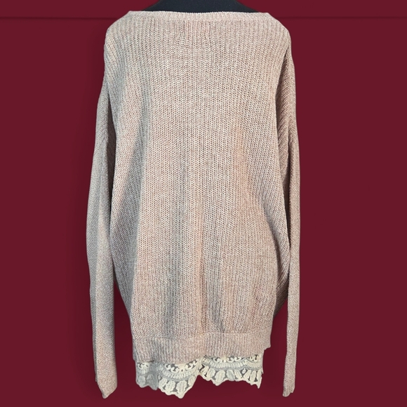 Pins & Needles Tan Sweater with Lace Trim Size L - Picture 3 of 5
